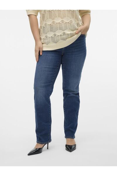 Veromoda Curve Straight-Fit VMCFLASH Mid Rise Gerade geschnitten Jeans