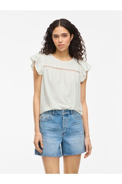 VILA Oberteil mit angeschnittenen Ärmeln VIPOINTA Rundhals