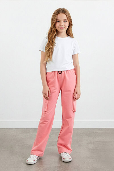 Fulla Moda Pantaloni de sport pentru fete cu buzunar cargo cu talie elastică