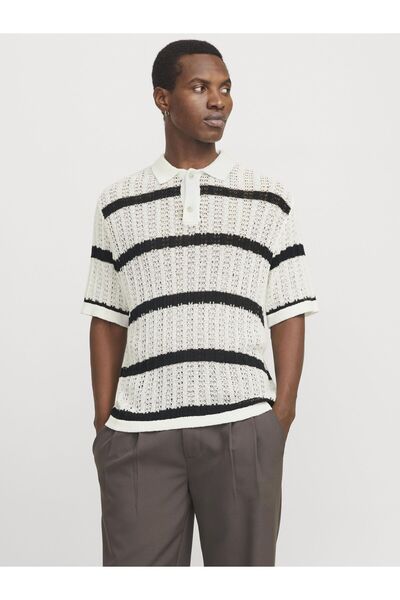 Jack & Jones Pletené polo tričko s proužky