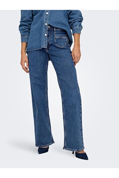 ONLY Jeans mit weitem Bein ONLJUICY Hohe Taille Weiter Beinschnitt Jeans