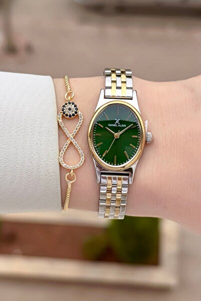 Daniel Klein Kadranı Yeşil Kordonu Sarı Beyaz Renk 24 Ay Garantili Kadın Kol ...