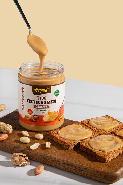 HEYNUT Şeker ilavesiz %100 Fıstık Ezmesi (Akışkan Kıvam) 700g