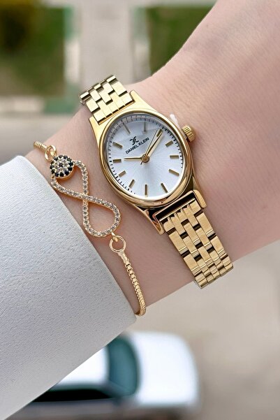 Daniel Klein Gold Color Gift Packed Women's Wristwatch and Bracelet