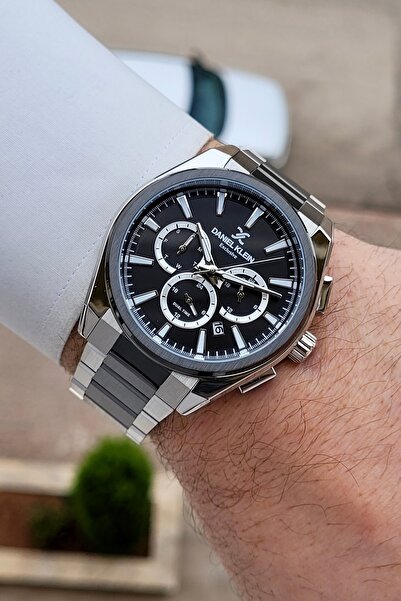 Daniel Klein Black Silver Renk 24 Ay Garantili 44 mm Fonksiyonlu Erkek Kol Saati