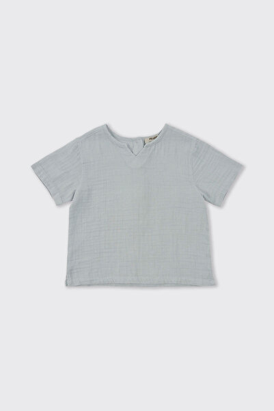 Panço Erkek Bebek Şortlu Mavi 2'li Müslin Takım