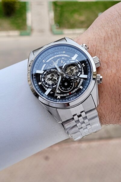 Daniel Klein Silver Black Color Automatic 42mm Inner Gauges Active Men's Wris...