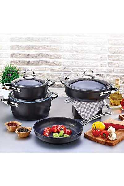 SAFLON Titanyum İndüksiyon Tabanlı 7 Parça Tencere Seti