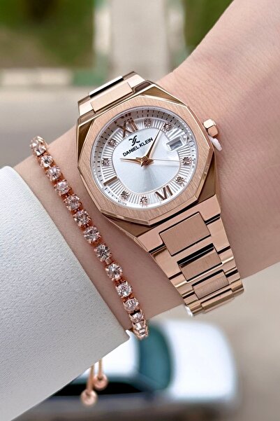 Daniel Klein Rose Color Gift Packaged 30 mm Women's Wristwatch and Bracelet