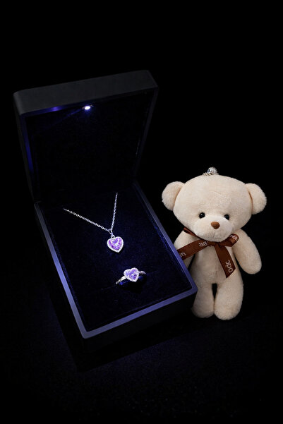 Nutly Accessories IşıklıKutuda Kalpli Kolye Yüzük Seti Ciddi İlişki Sevgilile...