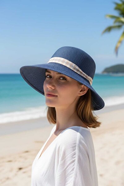 Aware Time Ψάθινο καπέλο Half Moon με Velcro και λεπτομέρεια φιόγκου