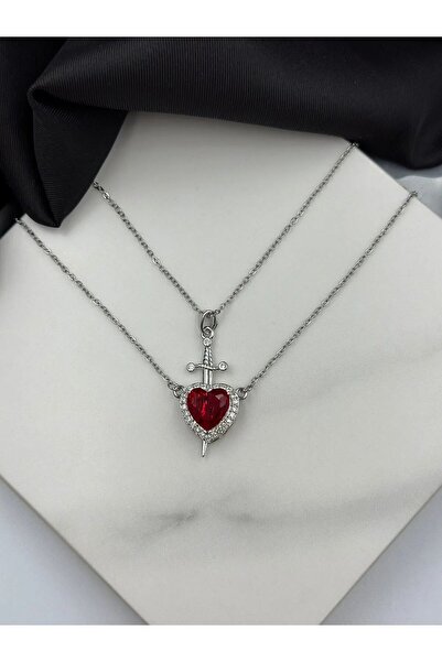 lilith accesuary Kırmızı Pamuk Prenses Ve Avcı Kolyesi, Çift Kolyesi, Kalp Ve...