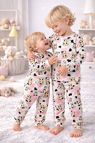 Drop Kids Set de pijamale lungi pentru copii, model de vacă