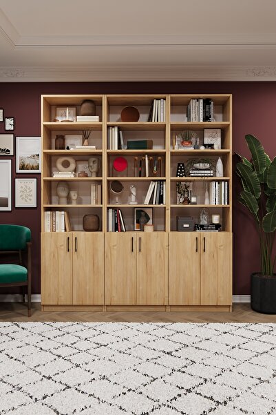 asratrend Asra Trend MDF Safir Meşe Kapaklı Kitaplık –Ayarlanabilir Raf,Ev&Of...