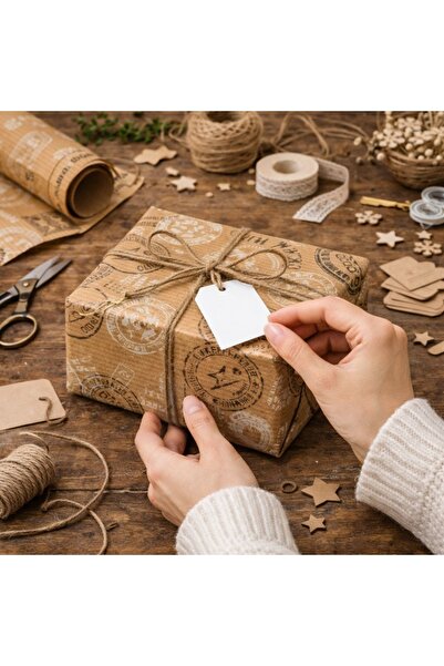 REX Hârtie de împachetat cadou cu timbre Kraft Vintage