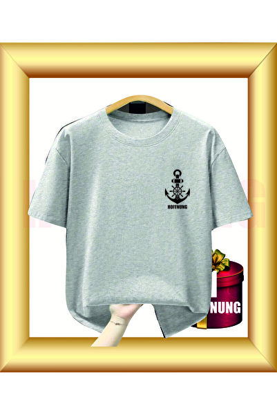 HOFFNUNG Unisex Short Sleeve Round Neck Anchor Printed Solid Color t Shirt