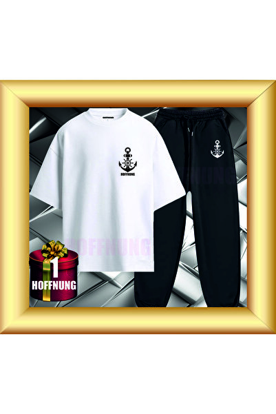 HOFFNUNG Unisex Casual Short Sleeve Set with Anchor Print Outdoor Spring/Summ...