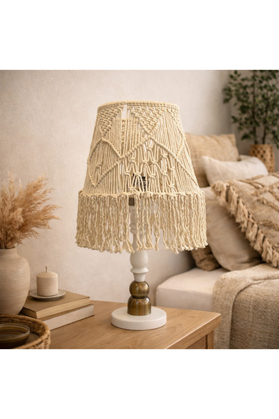 MARS CONCEPT Bohem El Yapımı Makrome Abajur, Masa&GeceLambası