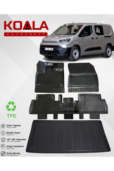 KoalaOtoTekstil Toyota Proace City (2021-Sonrası) Ile Uyumlu-Araca Özel Paspa...