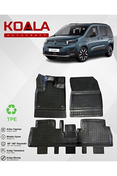 KoalaOtoTekstil Citroen Berlingo (2019+sonrası) Ile Uyumlu - Araca Özel Paspas