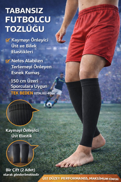 hn sport Tekmelik Tutucu Tabansız Tozluk Futbolcu Tozluğu Siyah | Kaymaz Elas...