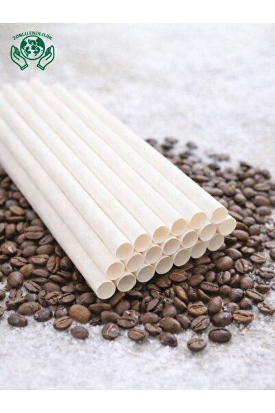 Zorlu Ekolojik Ürünler Beyaz Kağıt Pipet 6x200 mm 50 Adet Kalın Kağıt Tek Kul...
