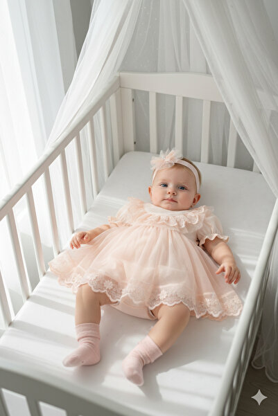 Miniday Baby Baby Girl Mevlütlük Dress Summer Bandana Lace Newborn Hospital R...