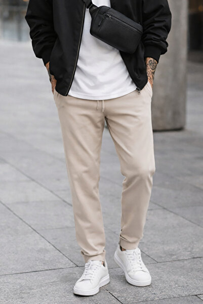 Souris Pantaloni sport crem pentru bărbați material elastic țesături conforta...