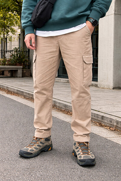 Souris Ανδρικό παντελόνι Cargo Άνετο βαμβακερό με 6 τσέπες με κορδόνι ελαστικ...