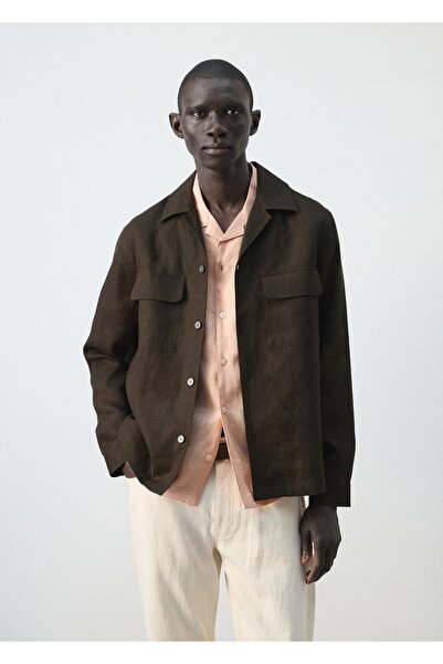 MANGO Man %100 keten bowling yaka sobrecamisa