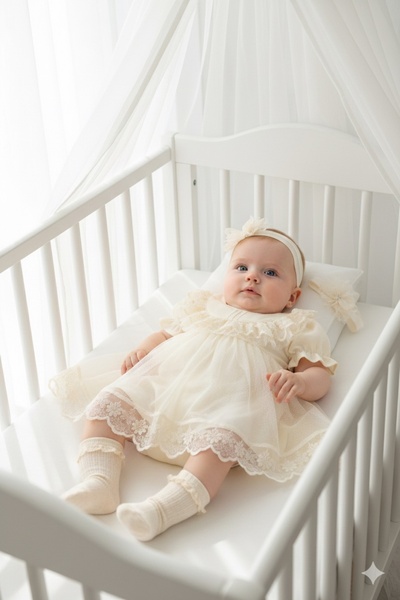 Miniday Baby Baby Girl Mevlütlük Dress Summer Bandana Lace Newborn Hospital R...