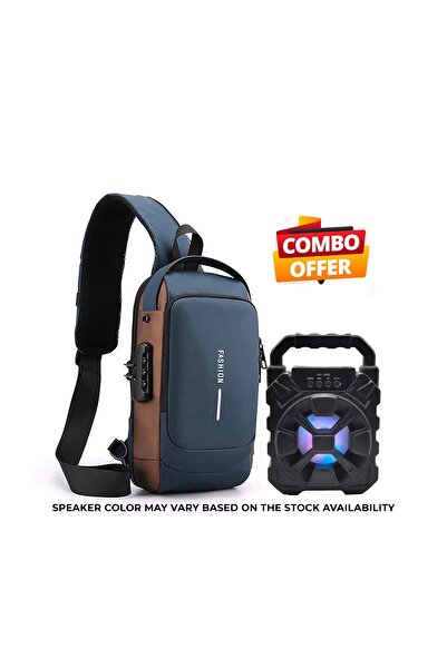 Generic Combo Offer Quality SpeakerWith Blue With Brown Anti Theft Sling ,wat...