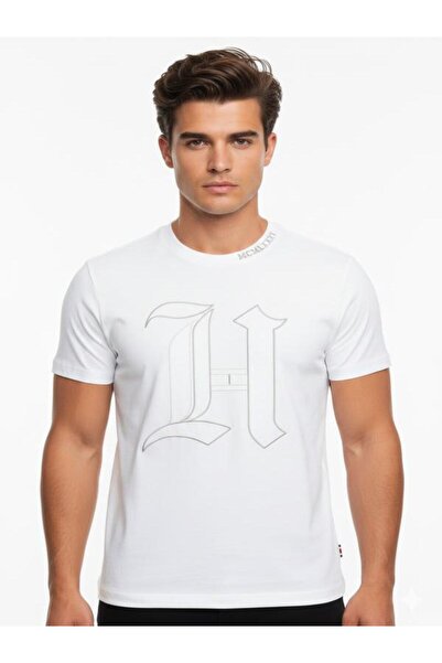 Tommy Hilfiger تي شيرت أبيض بياقة مدببة لويس هاميلتون MW0MW13721