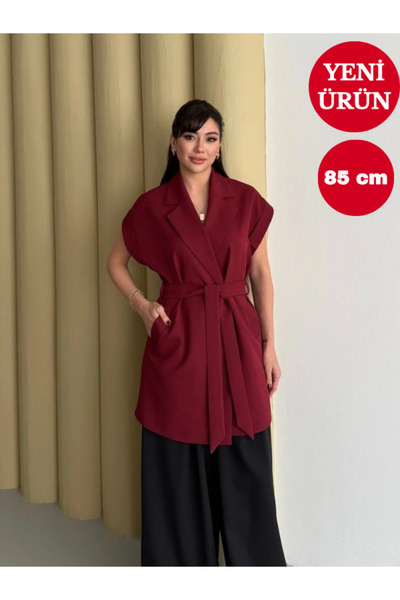 Nadrina 85 cm Long Low Sleeve Belted Vest