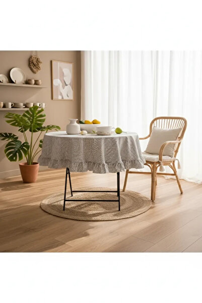 NDC HOME Stolnjak od lana sa naborima u karirani uzorak