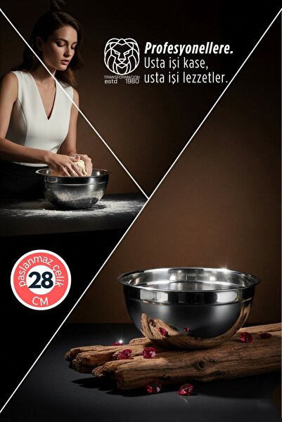 Transformacion Inox Ölçekli Derin Kase - 28 Cm 4 Litre Karıştırma Kabı Profes...