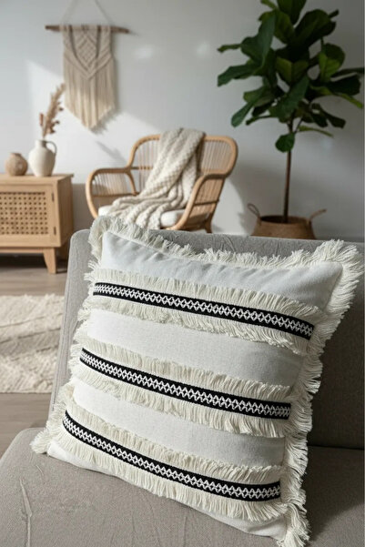 NDC HOME Husă de pernă cu design special, cu ciucuri, cu un singur in, cremă,...