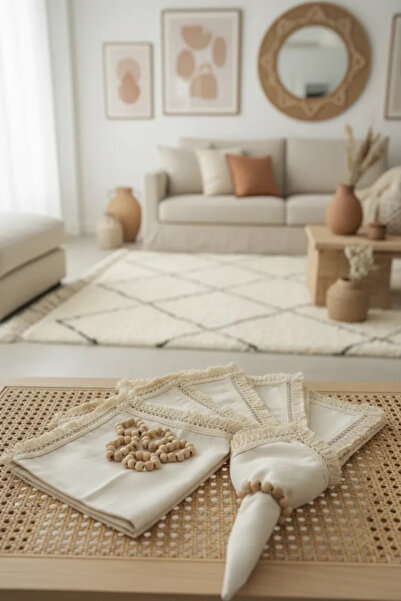 NDC HOME طقم مناديل من الكتان الخام العضوي مكون من 6 قطع مقاس 40 × 40 مع هدية...