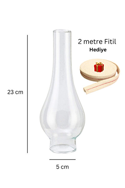 COPPERMALL HANDMADE Gaz Lambası Camı ve 2 m Fitil No 14 Büyük Boy Kandil Bacası