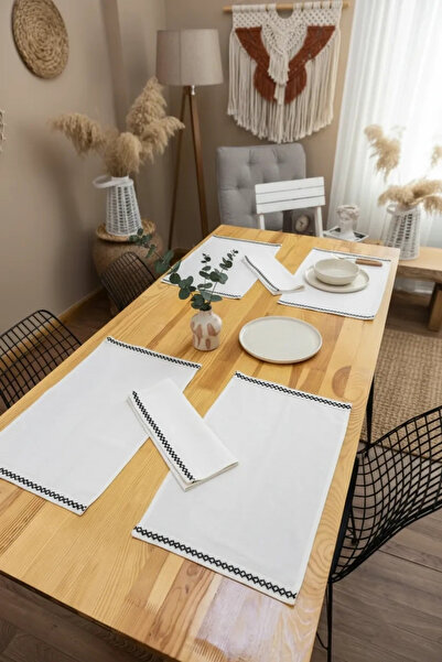 NDC HOME Lenjerie crudă cremă cu dungi negre