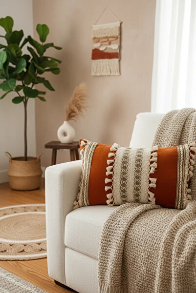 NDC HOME Boja cigle trostruko smeđa Čipka kom Jastuk Navlaka za jastuk