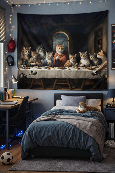 Vendini Kedi Konseyi Toplandı :) Duvar Örtüsü Duvar Halısı Wall Tapestry