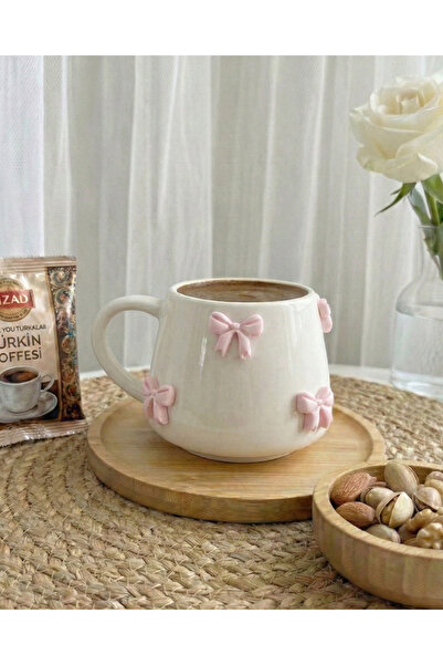 Niveis Kişiye Özel El Yapımı Tasarım Pembe Kurdele Detaylı Hediyelik Porselen...