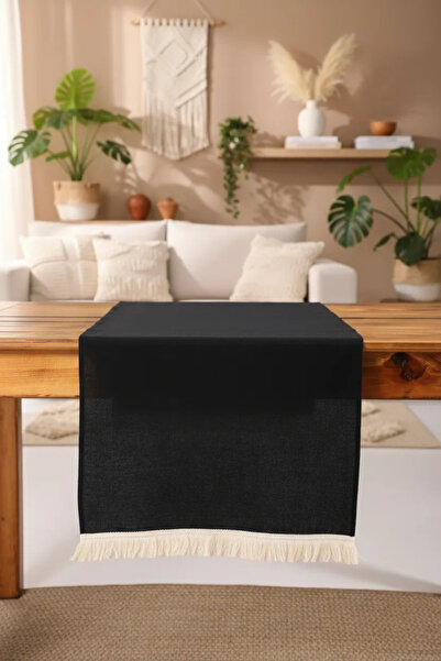 NDC HOME Premium Linen Black Tufted Runner Table Cloth(45 x 150)