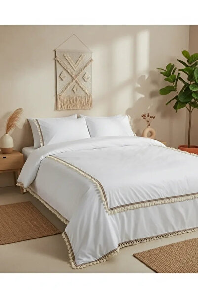 NDC HOME Beli pompon 100% pamuk Bračni Set posteljine