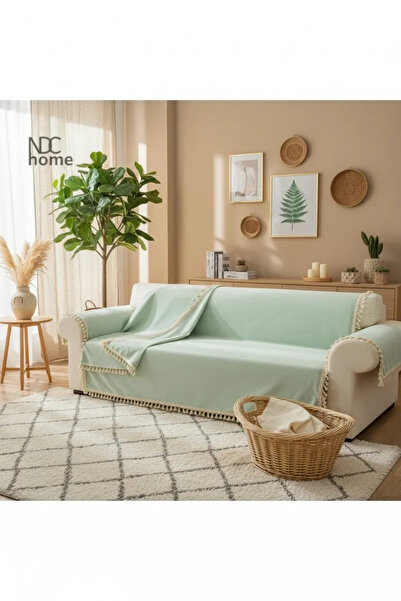 NDC HOME غطاء أريكة من الكتان الفاخر - بومبوم، 170x220