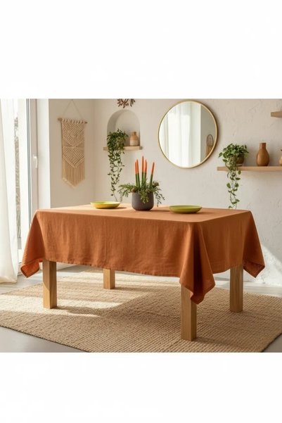 NDC HOME Premium Linen Cinnamon (Plain) Tablecloth