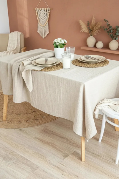 NDC HOME Organski sirovi laneni krem stolnjak