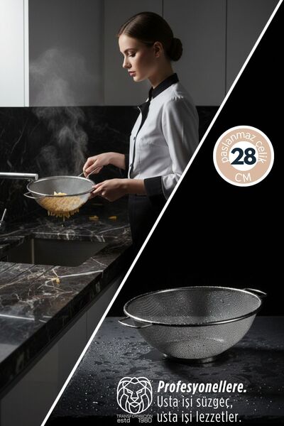 Transformacion مصفاة 28 سم - مصفاة معكرونة مصفاة أرز وفواكه 304 ستانلس ستيل 7...