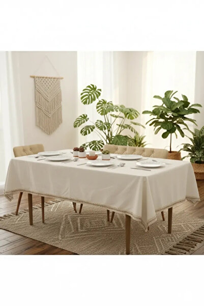 NDC HOME مفرش مائدة من الدانتيل من الكتان الخام العضوي كريم الجوت